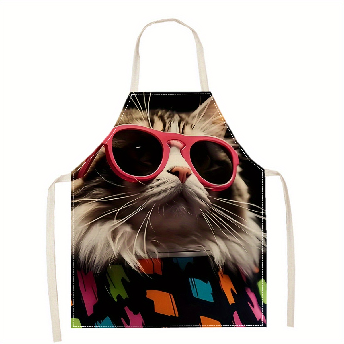 Art And Craft Sunglasses - Fartuch lniany z zabawnym nadrukiem kota